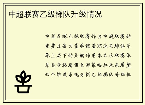 中超联赛乙级梯队升级情况